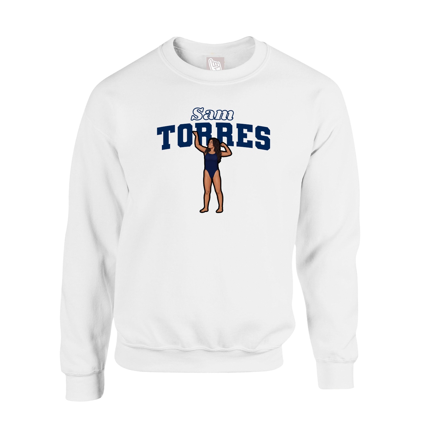 Fleece Crew — Name Arch in White