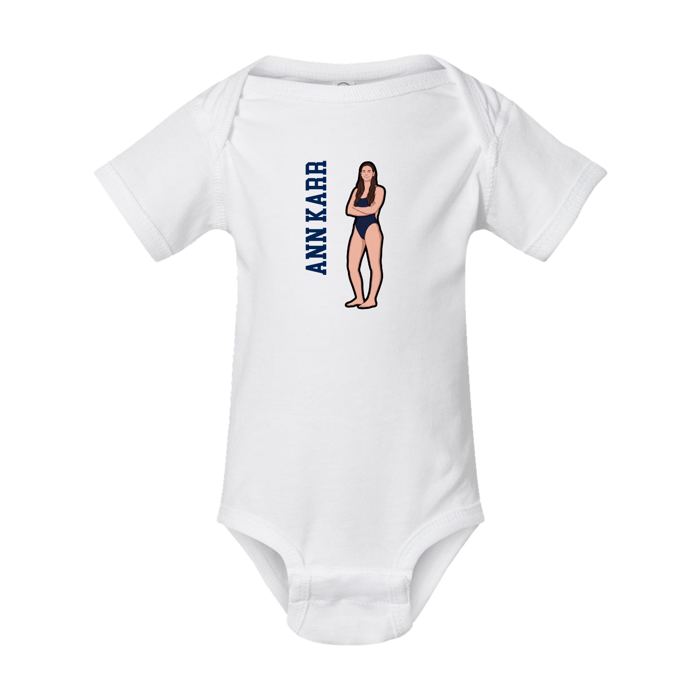 Baby Onesie — Name Vertical in White