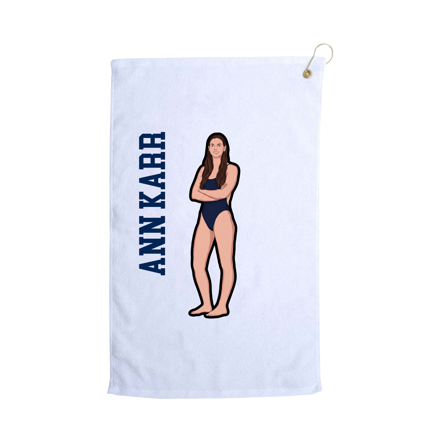 Golf Towel — Name Vertical in White