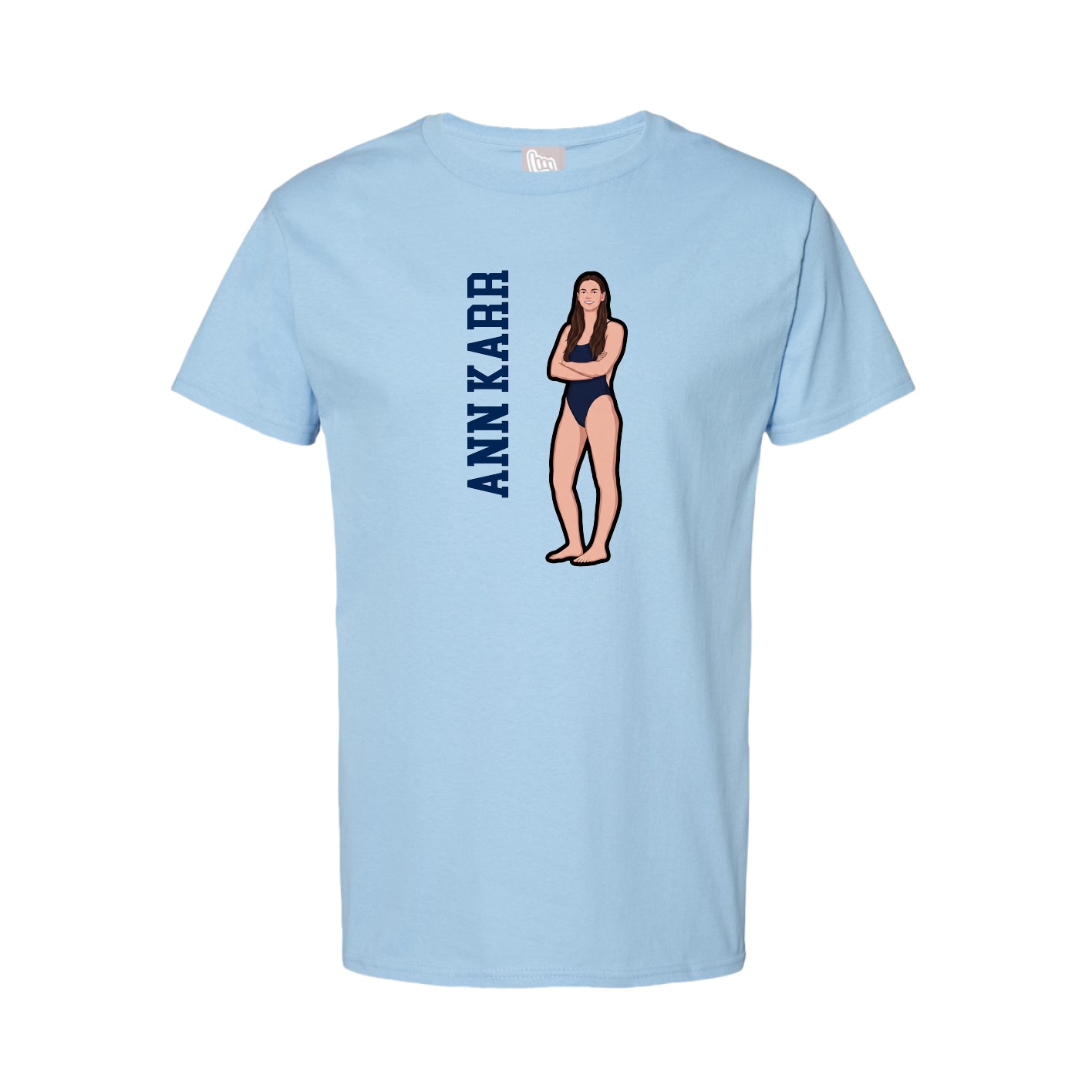 Tee — Name Vertical in Light Blue