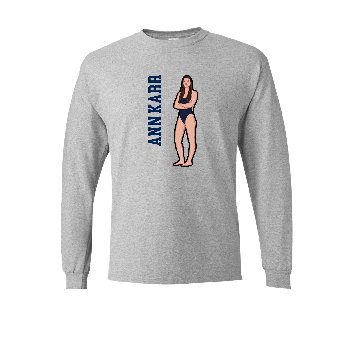 Long Sleeve Tee — Name Vertical in Grey