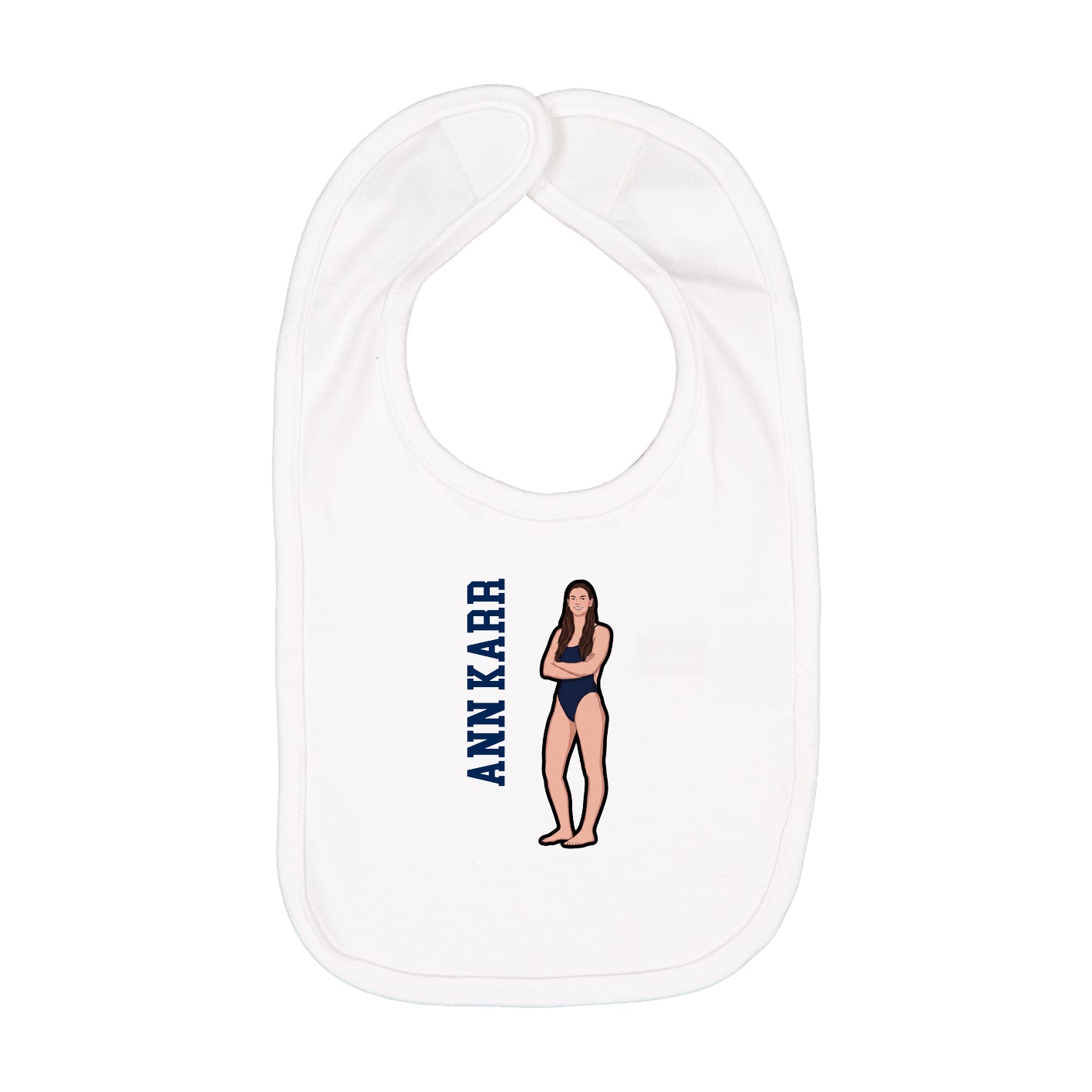 Infant Bib — Name Vertical in White