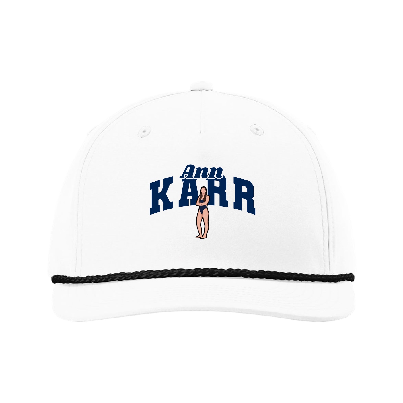Five-Panel Classic Rope Cap — Signature Arch in White