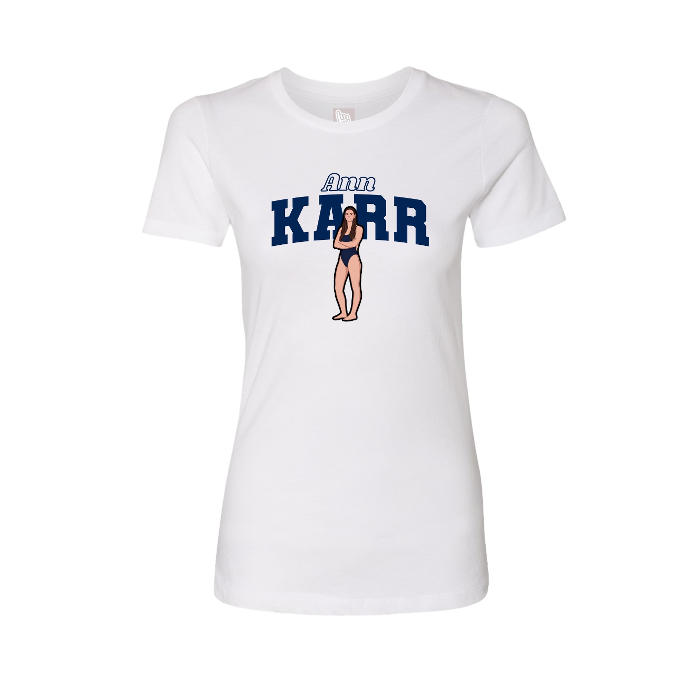 Fitted Women's Tee — Name Arch in White