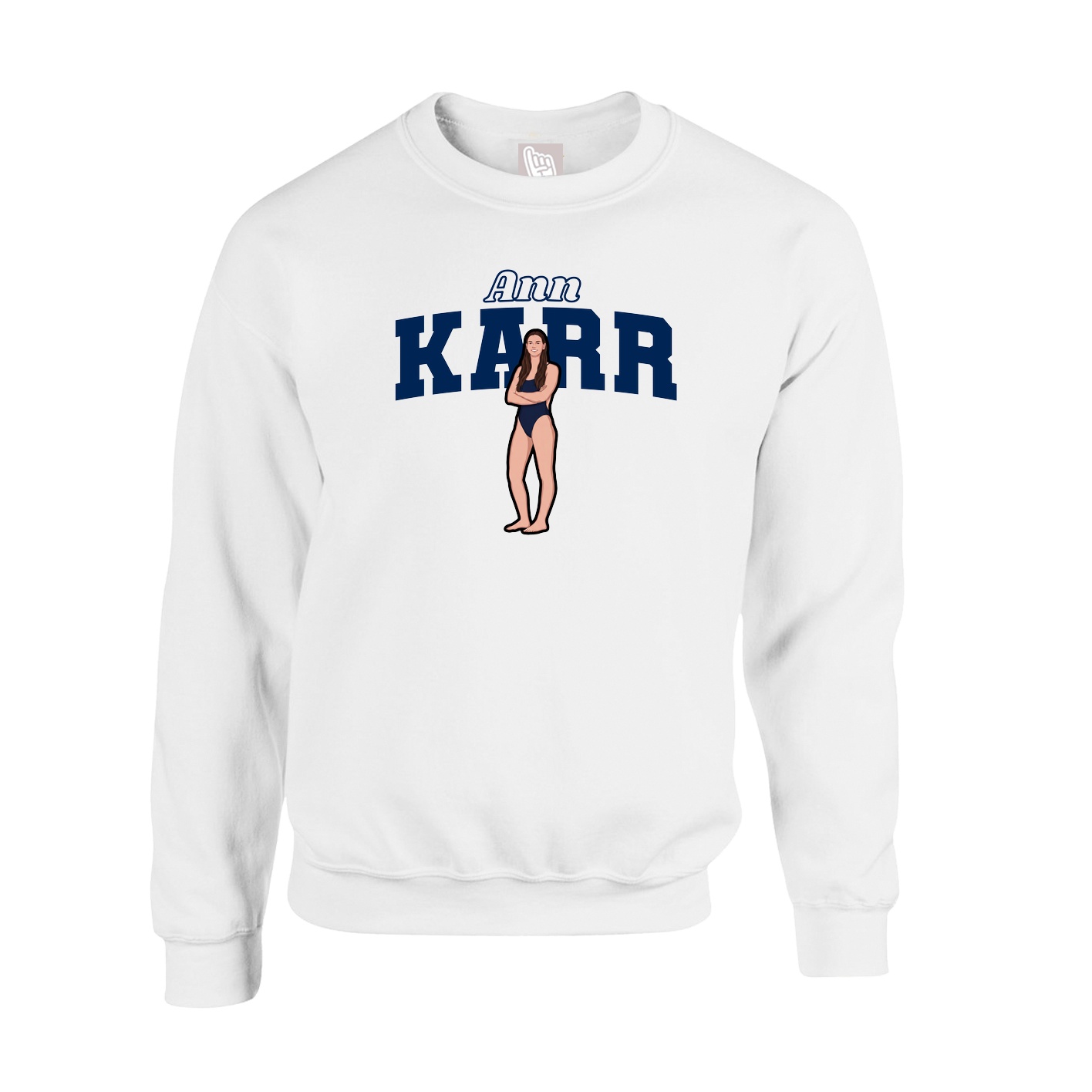 Fleece Crew — Name Arch in White