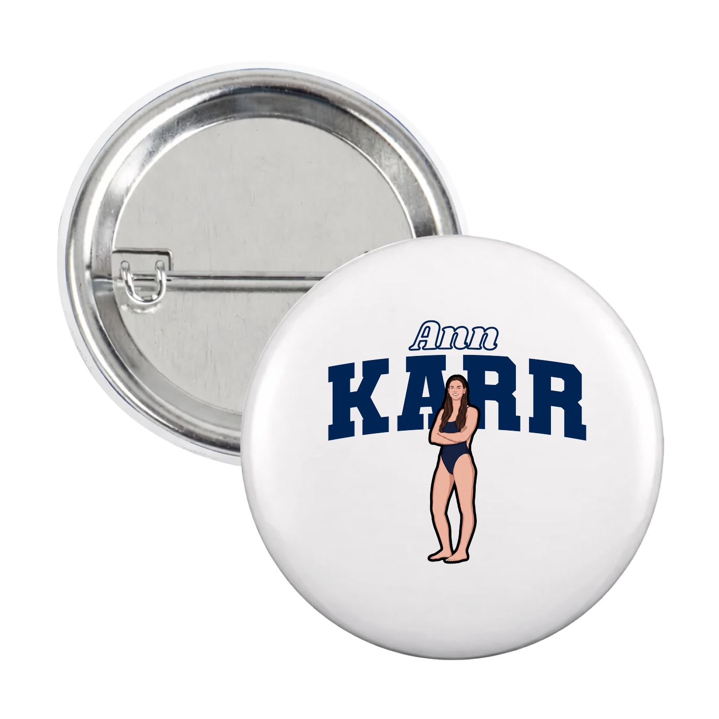 Game Day Button — Name Arch in White