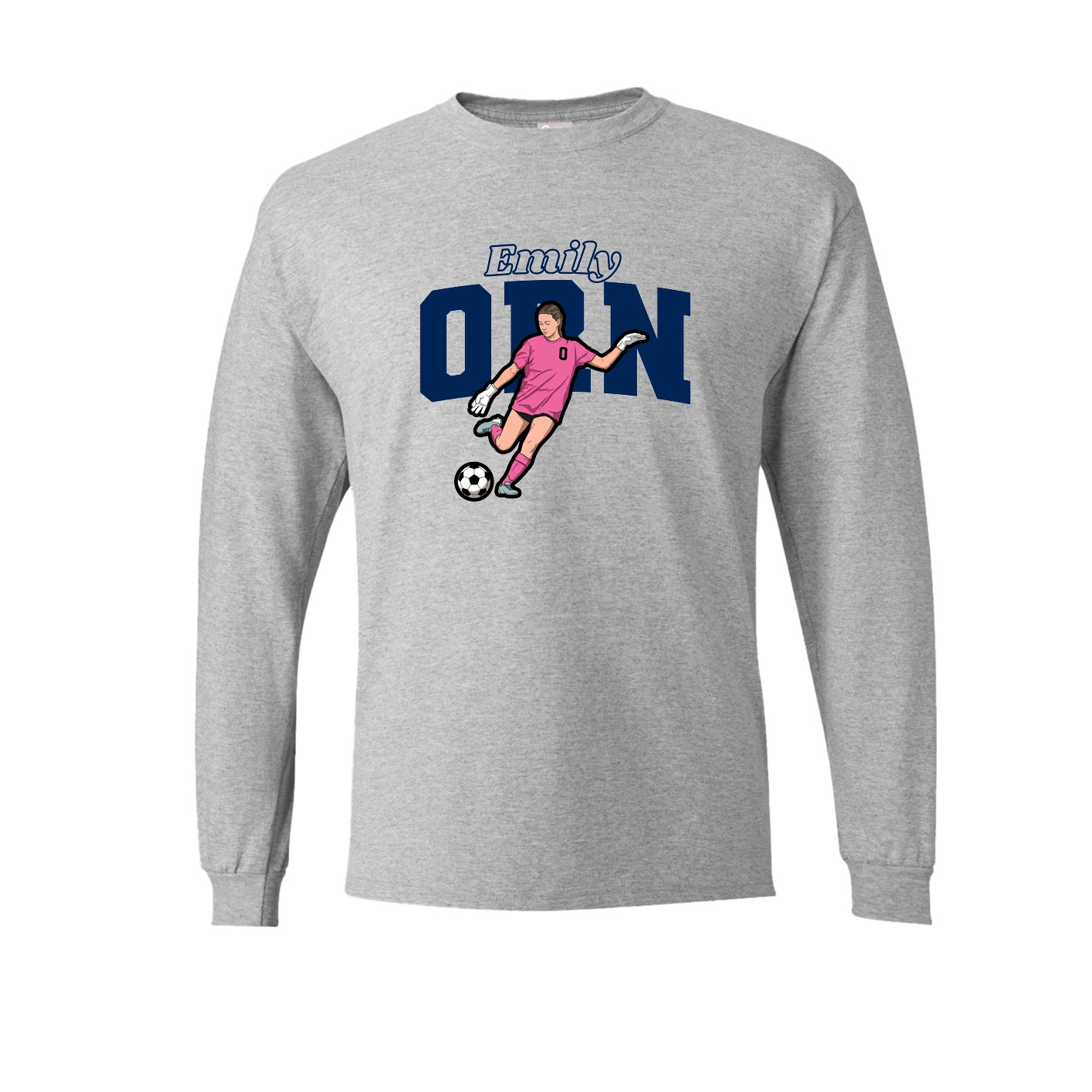 Long Sleeve Tee — Name Arch in Grey