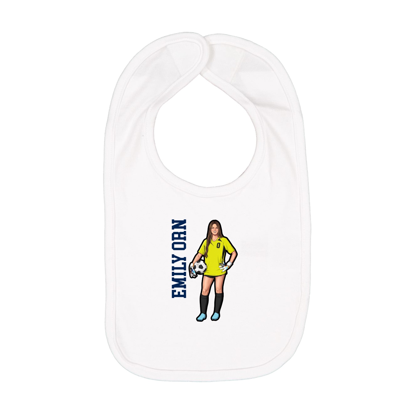 Infant Bib — Name Vertical in White