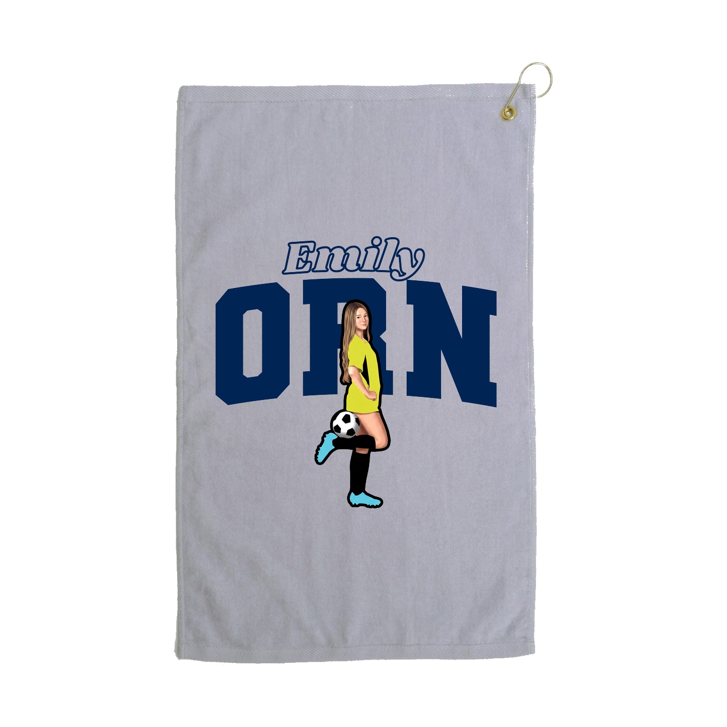 Golf Towel — Name Arch in Grey