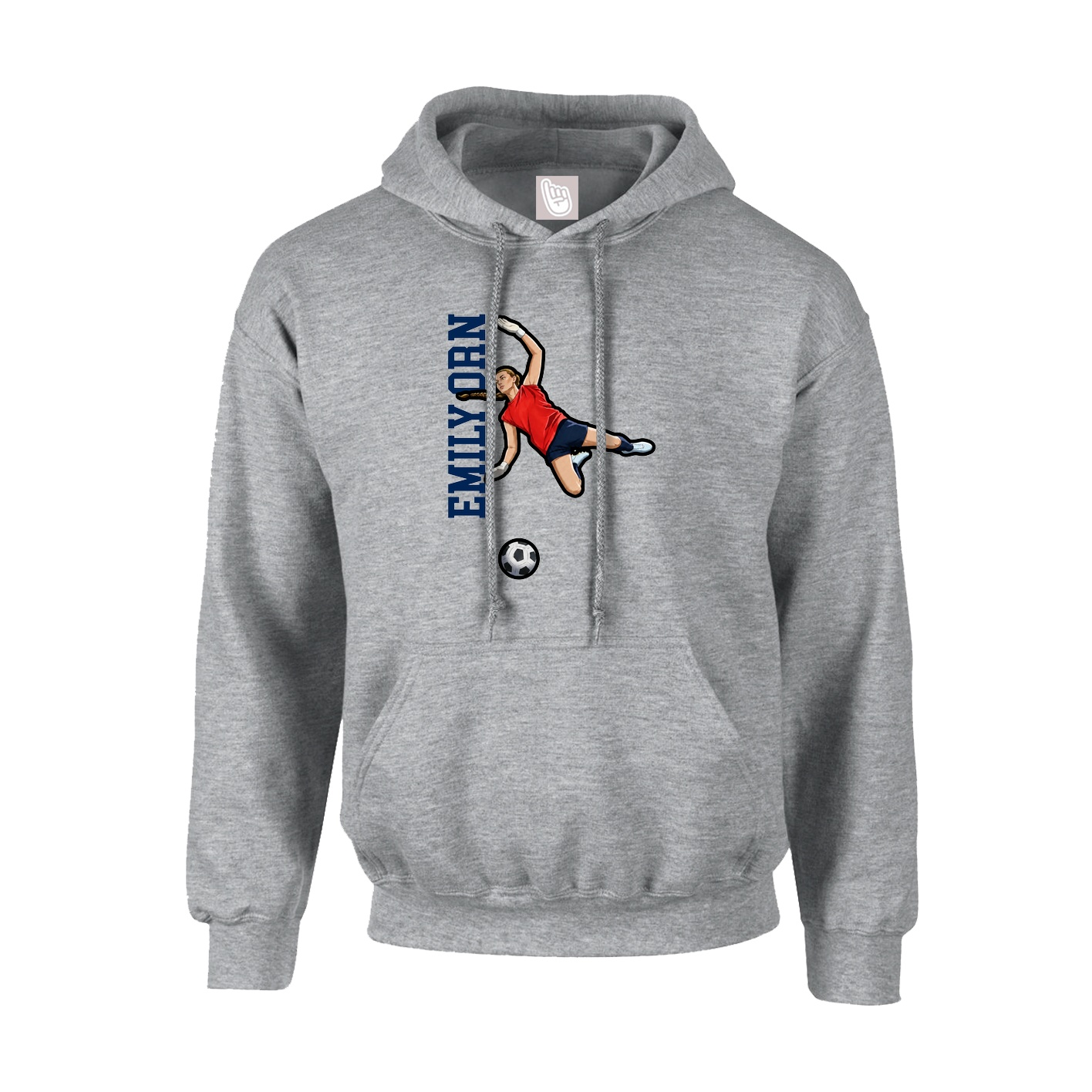Hoodie — Name Vertical in Grey
