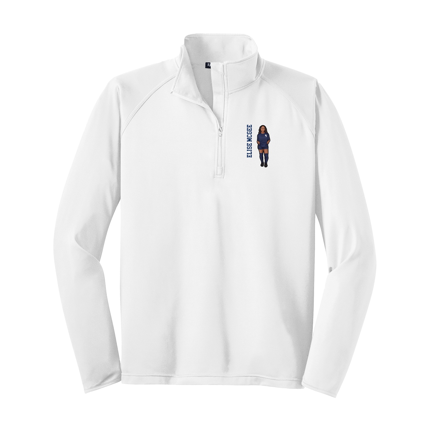 Q-Zip Pullover — Name Vertical in White
