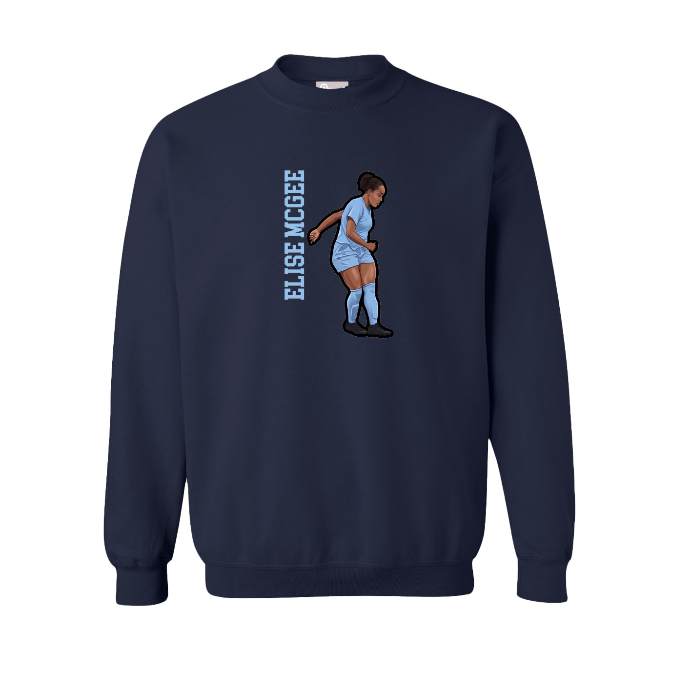 Fleece Crew — Name Vertical in Navy