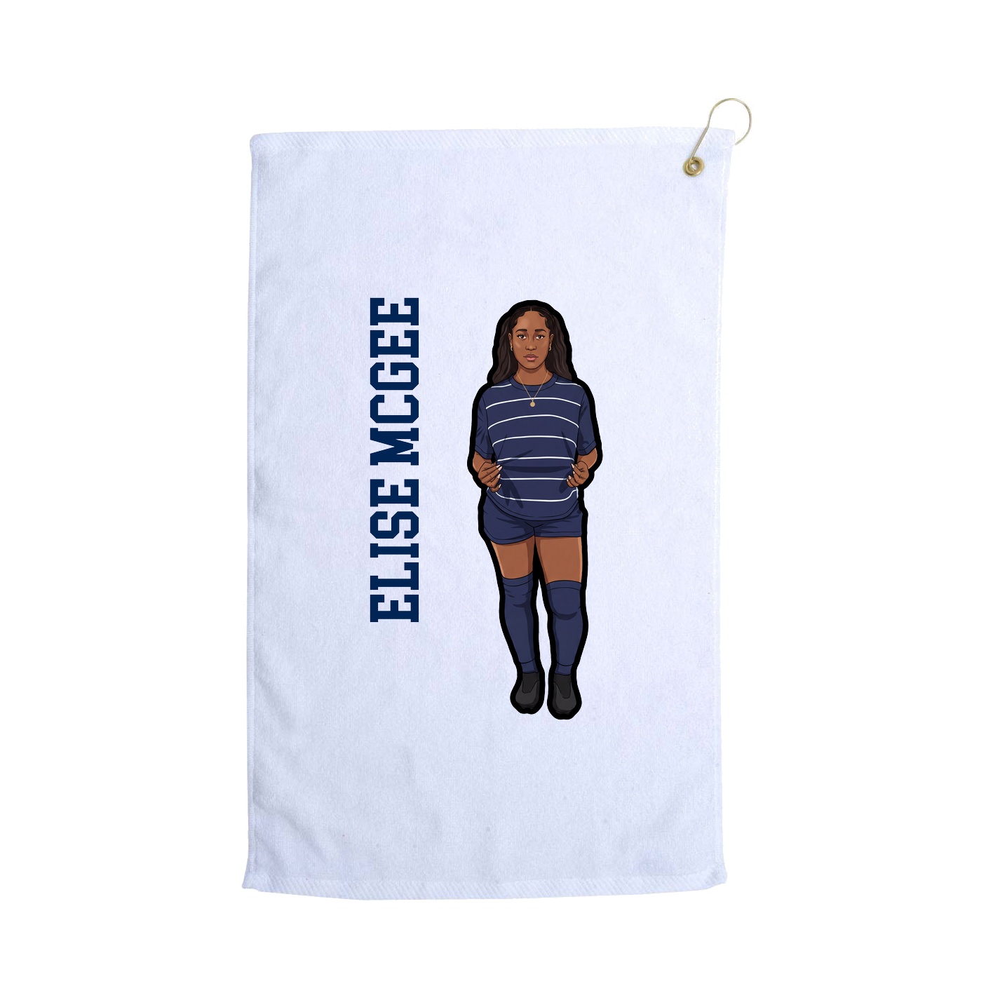 Golf Towel — Name Vertical in White