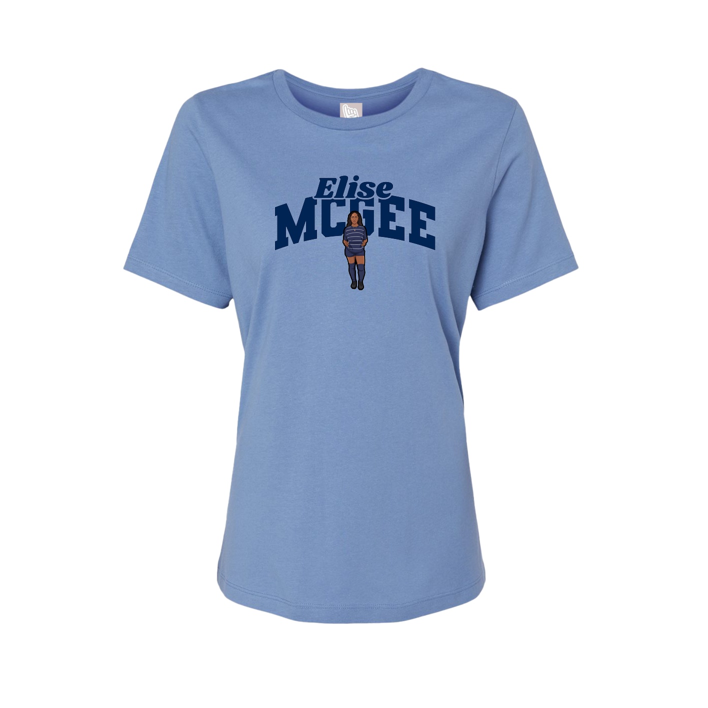 Fitted Women's Tee — Signature Arch in Powder Blue