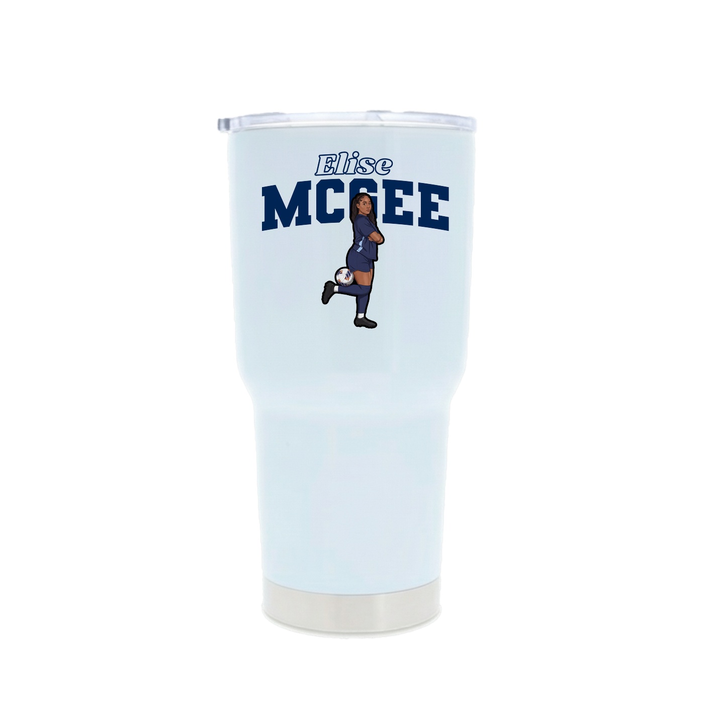 30oz Stainless Steel Tumbler — Name Arch in White