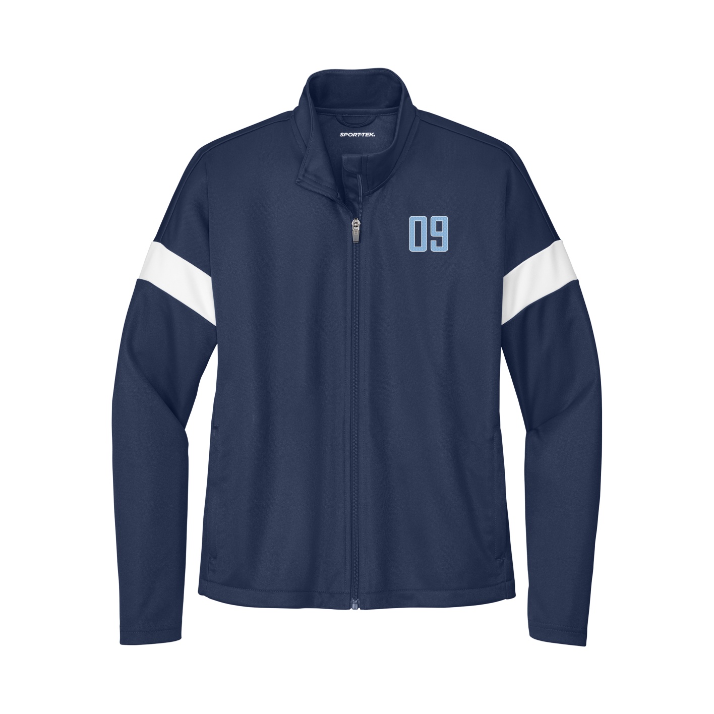 Womens Team Travel Full-Zip Jacket — Front Shirsy in Navy/White