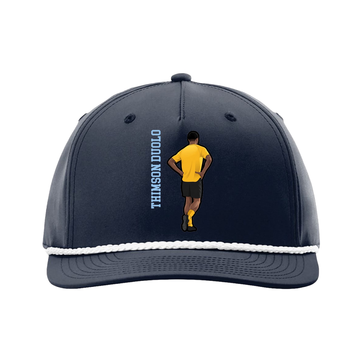 Five-Panel Classic Rope Cap — Name Vertical in Navy