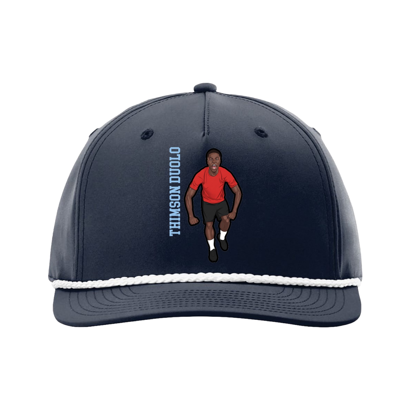 Five-Panel Classic Rope Cap — Name Vertical in Navy