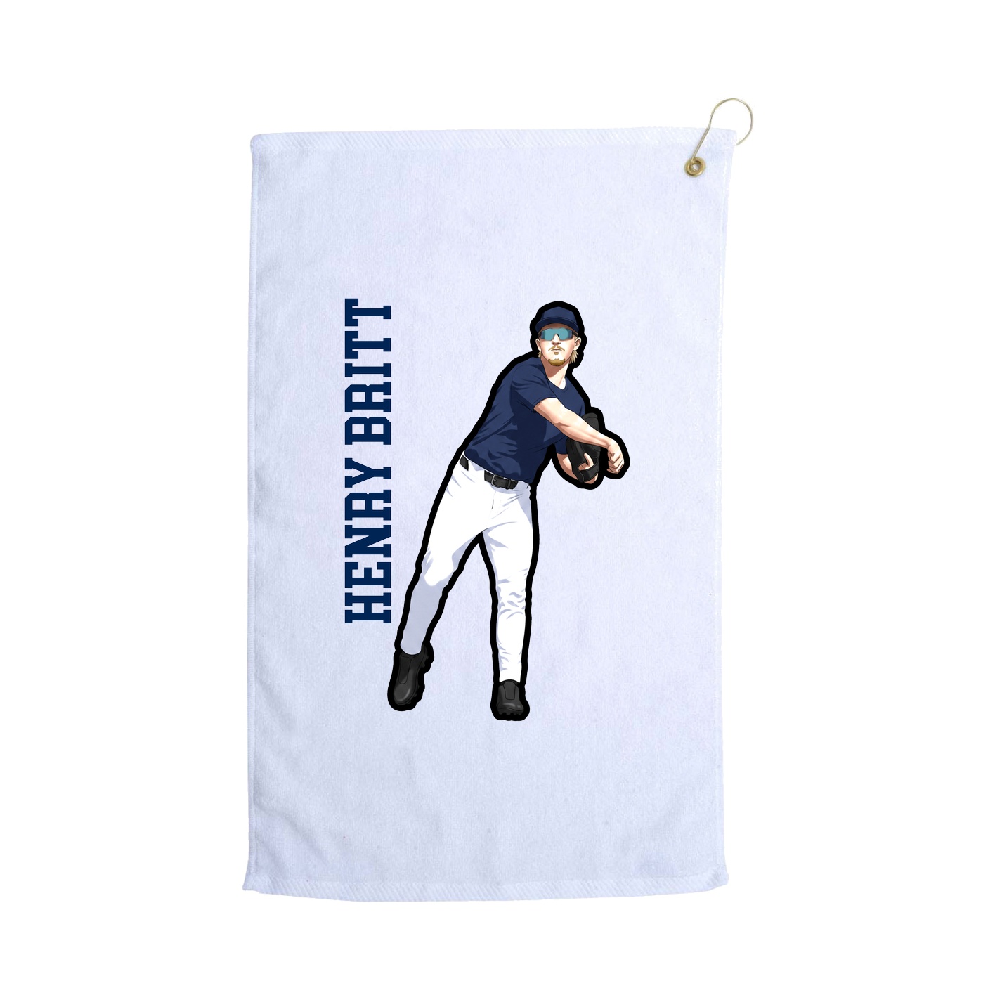 Golf Towel — Name Vertical in White