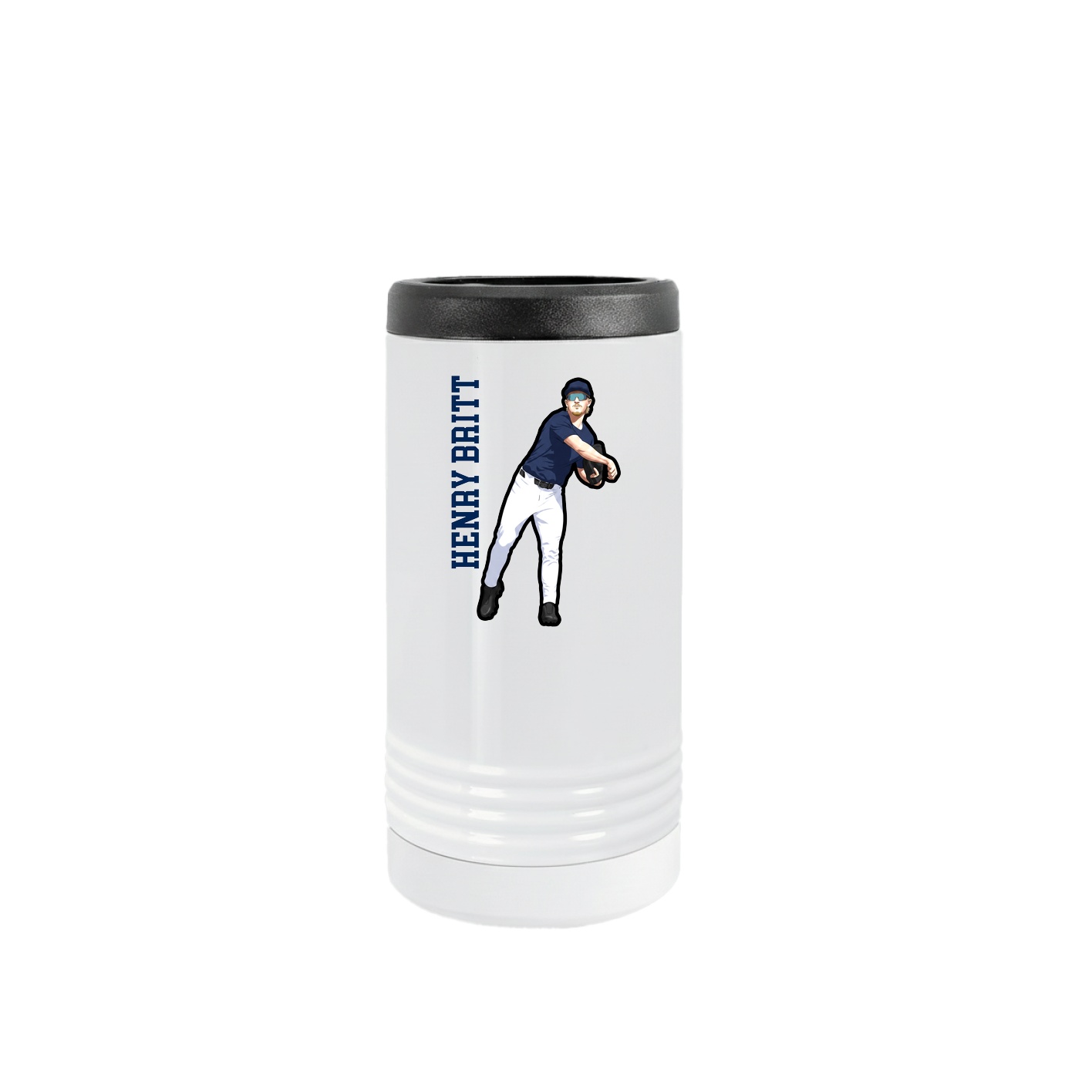 Slim Beverage Holder — Name Vertical in White