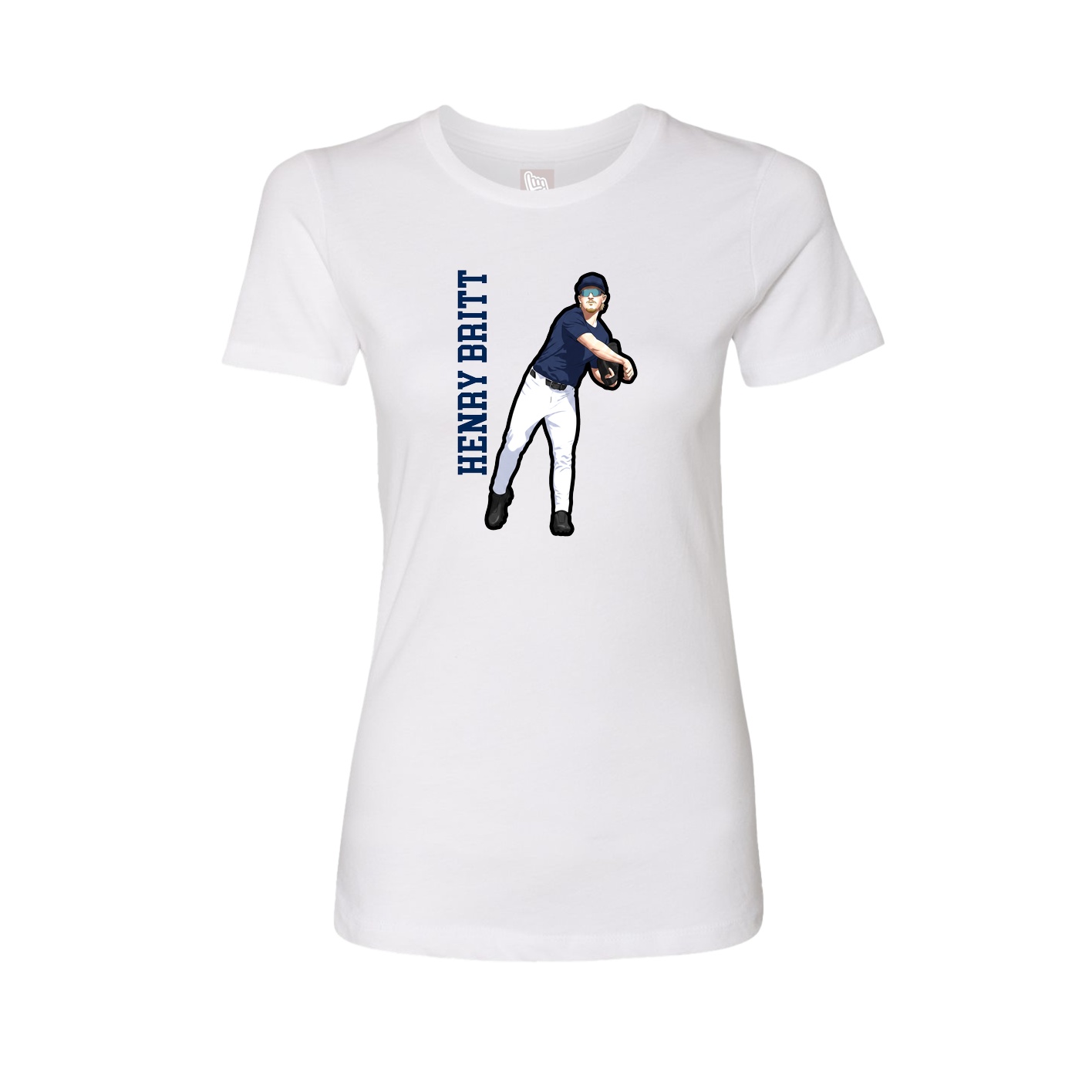 Fitted Women's Tee — Name Vertical in White