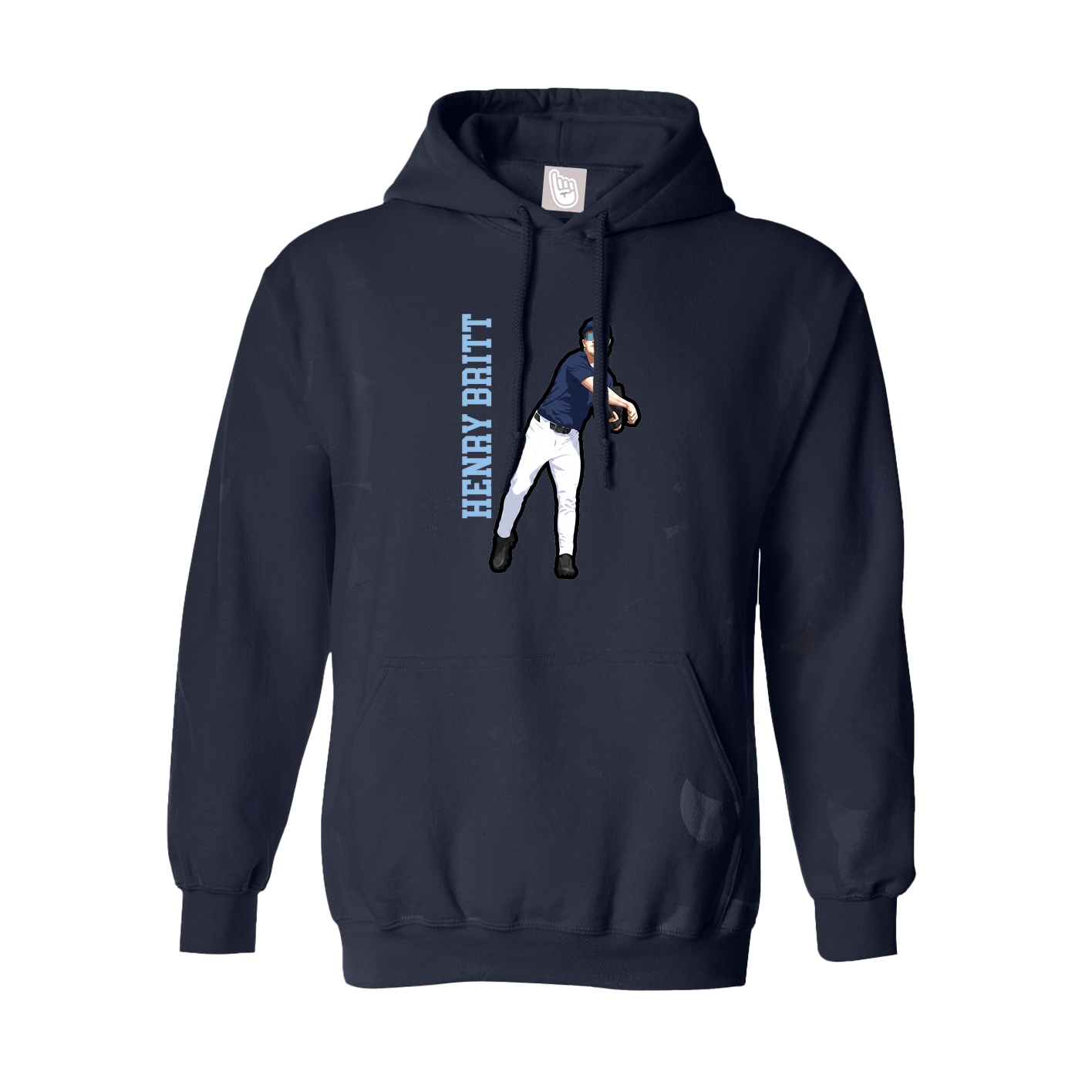 Hoodie — Name Vertical in Navy