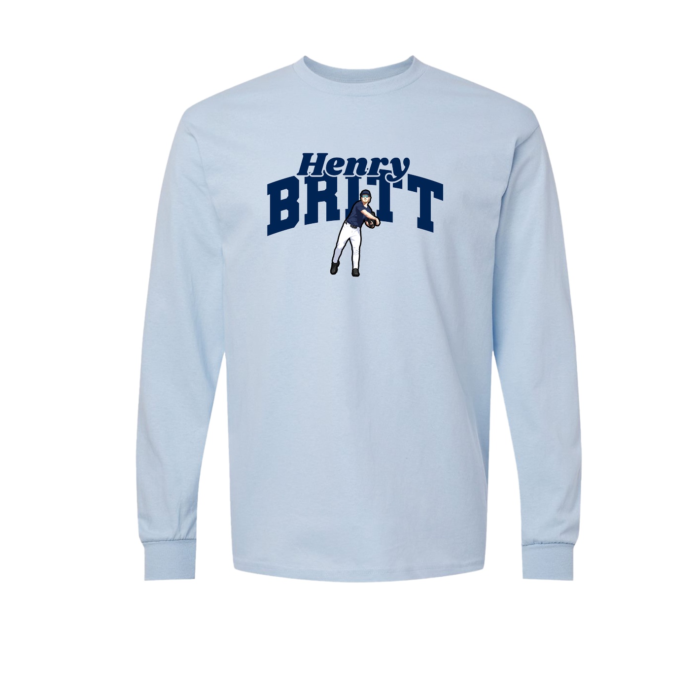 Long Sleeve Tee — Signature Arch in Light Blue