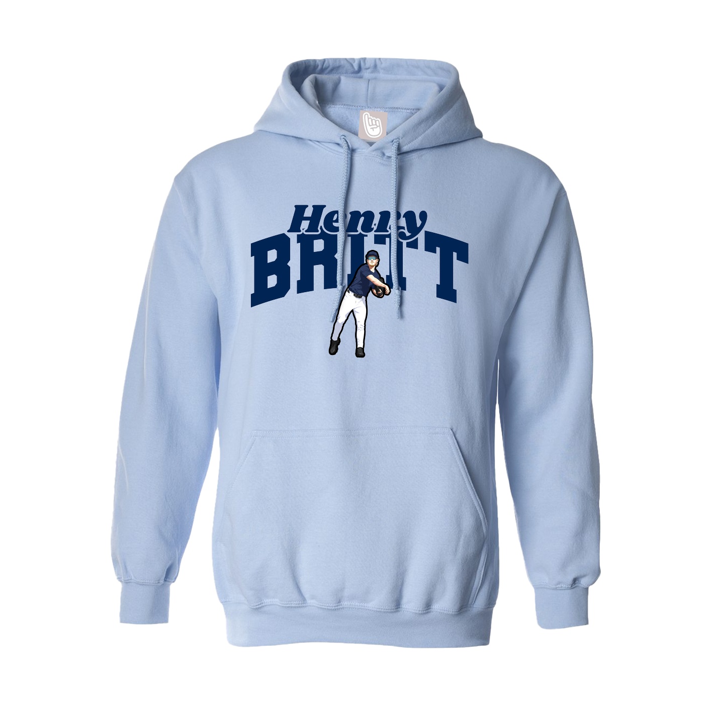 Hoodie — Signature Arch in Light Blue