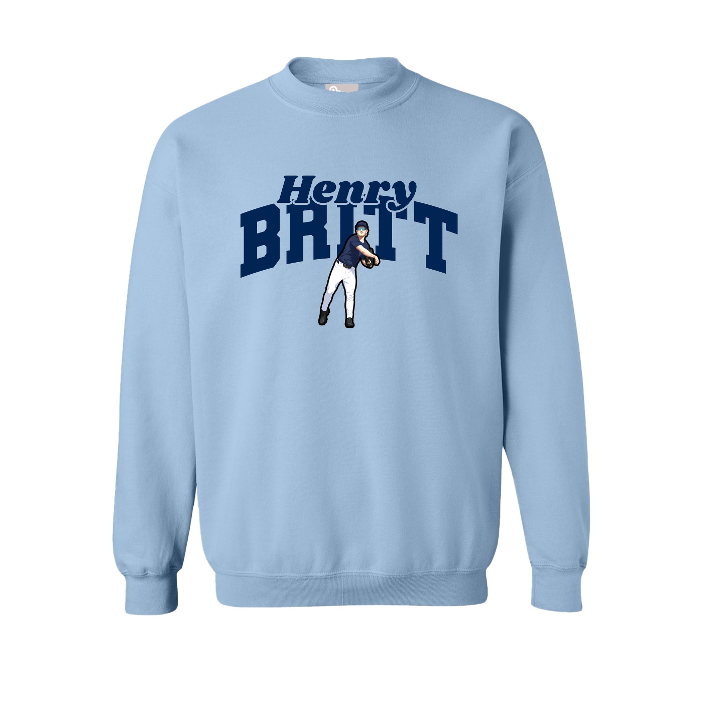 Fleece Crew — Signature Arch in Light Blue