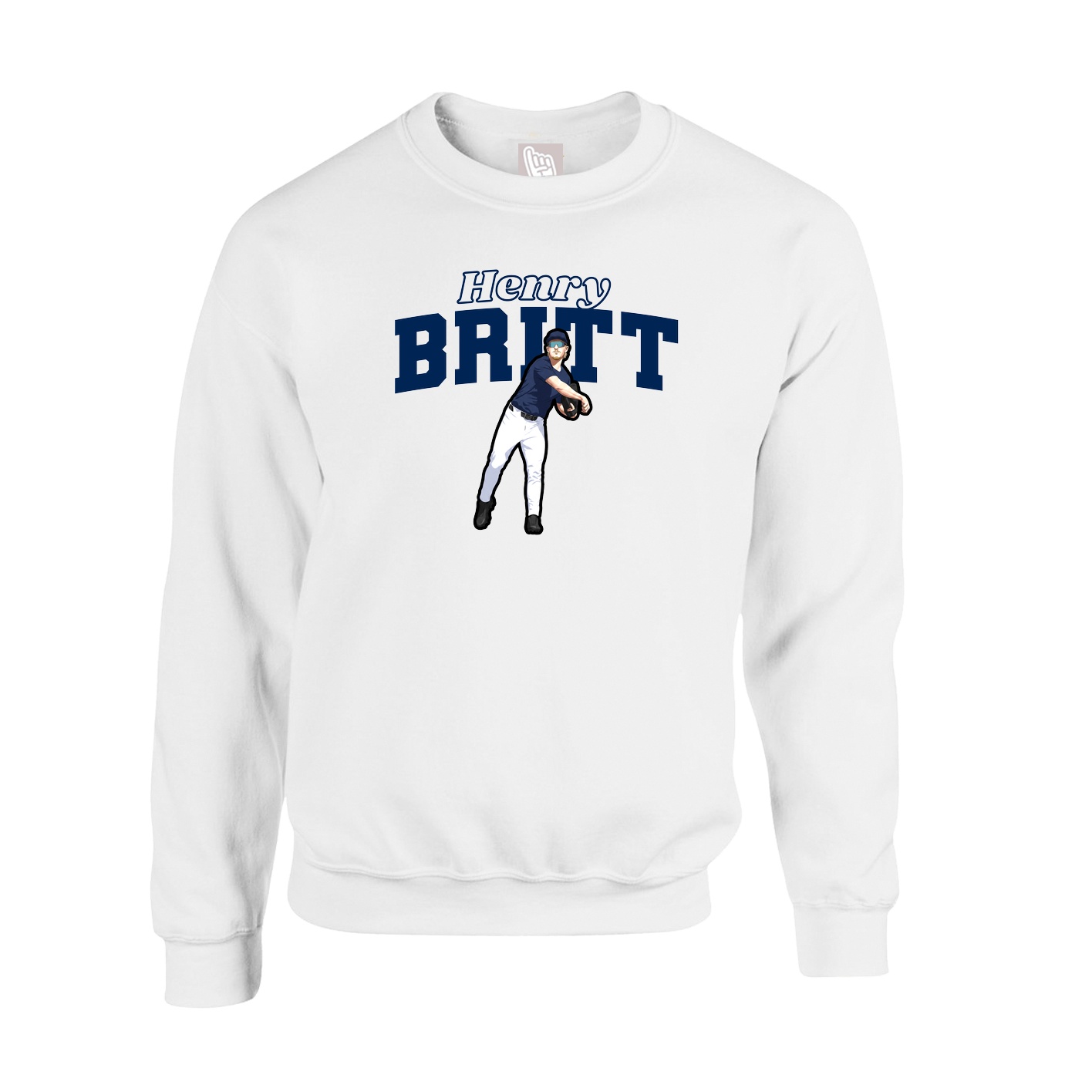 Fleece Crew — Name Arch in White