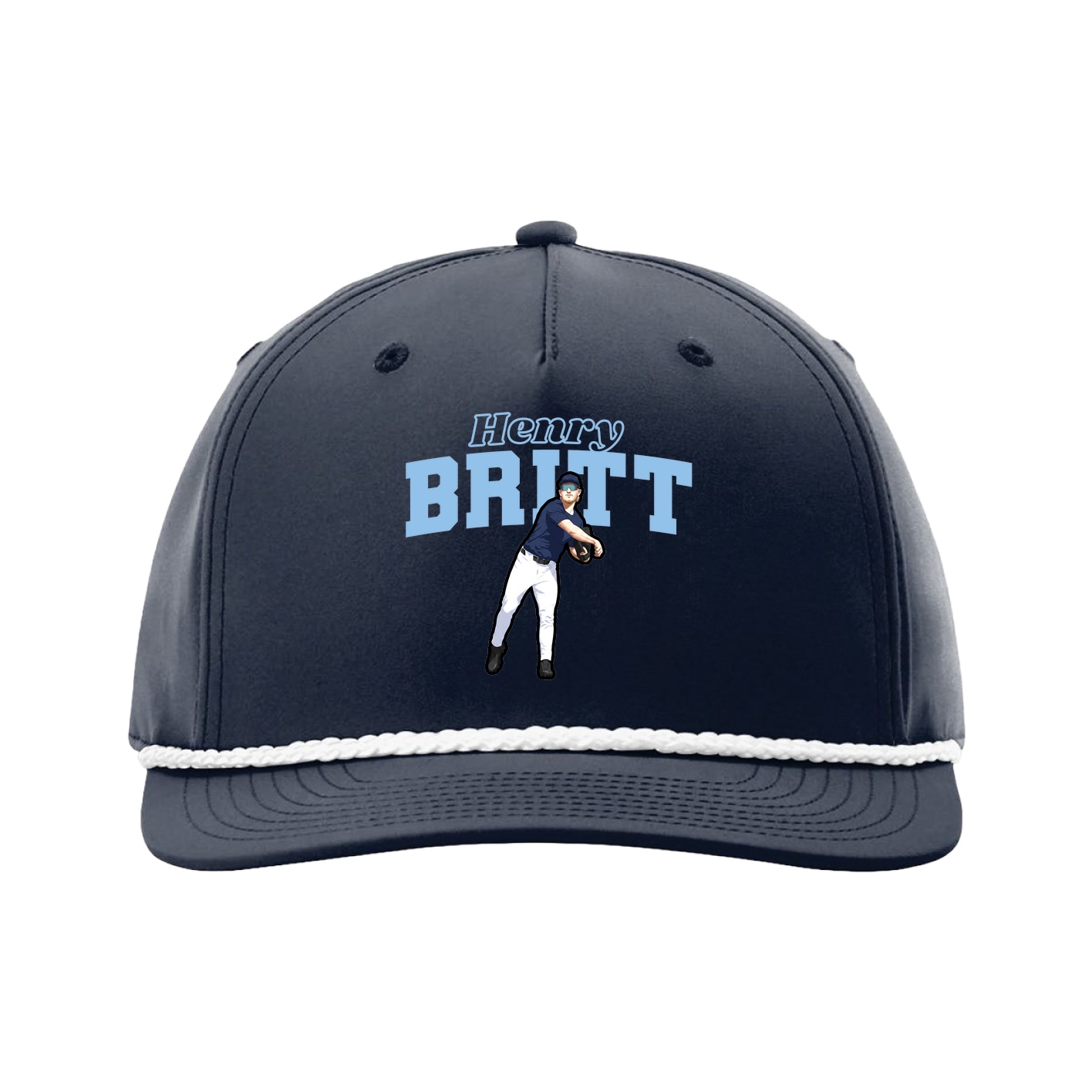 Five-Panel Classic Rope Cap — Name Arch in Navy