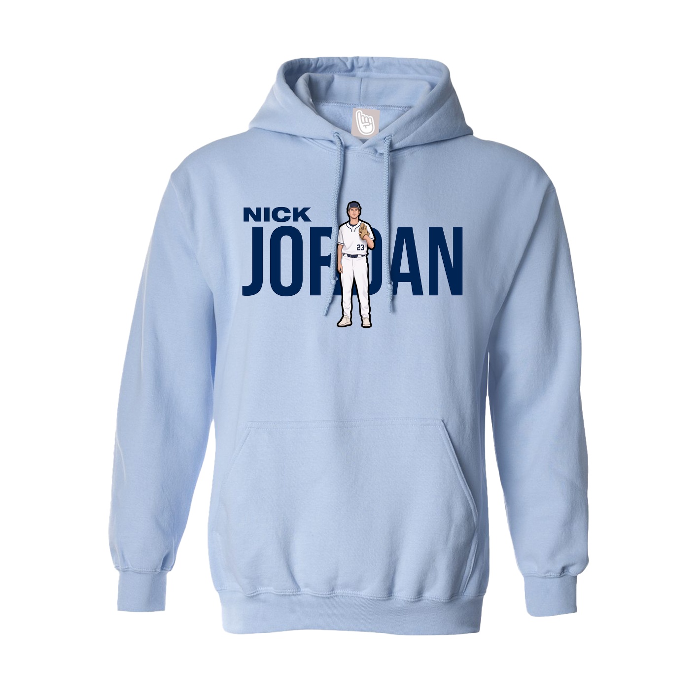 Hoodie — Player Name in Light Blue