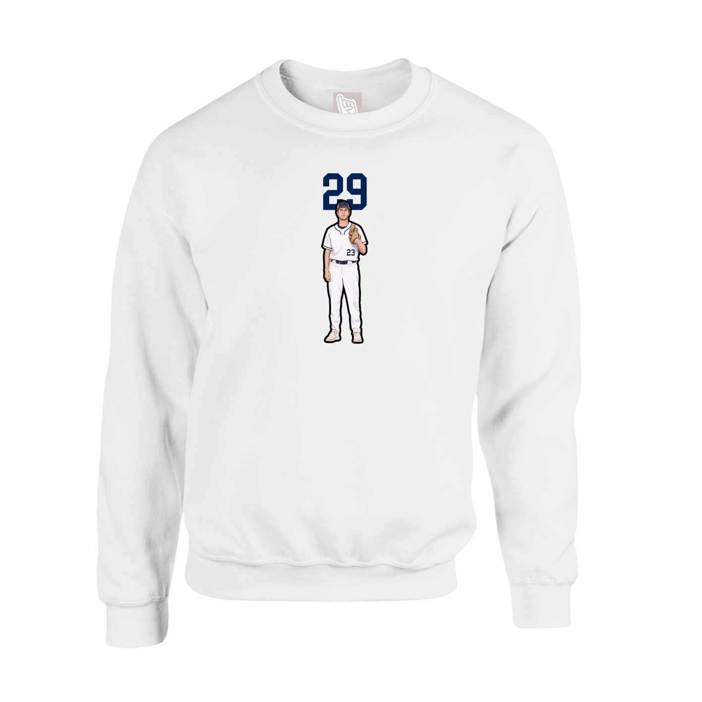 Fleece Crew — Number Top in White