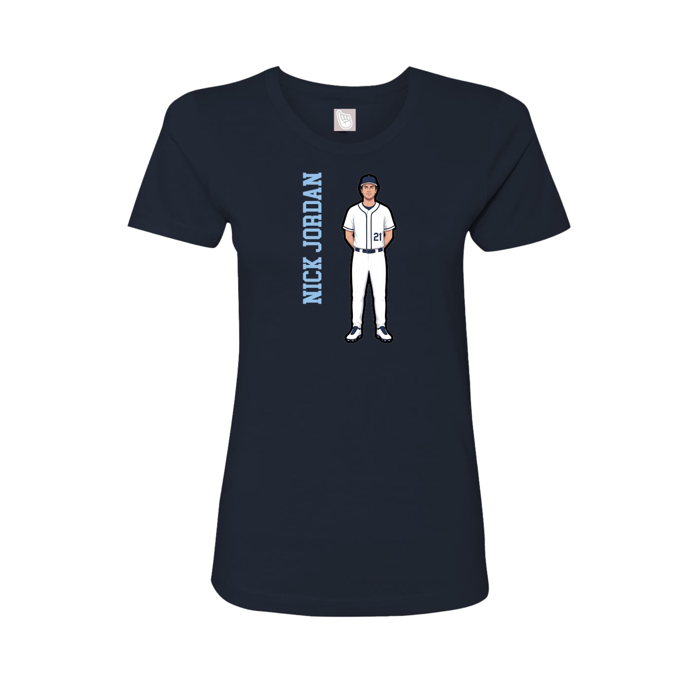 Fitted Women's Tee — Name Vertical in Navy
