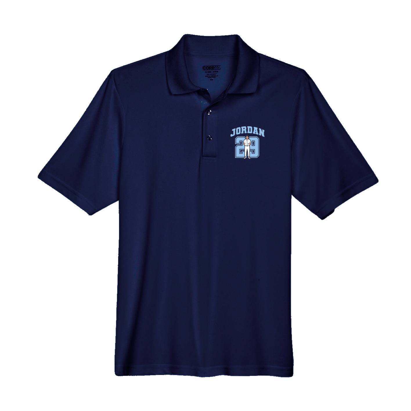 Performance Polo — Number in Navy