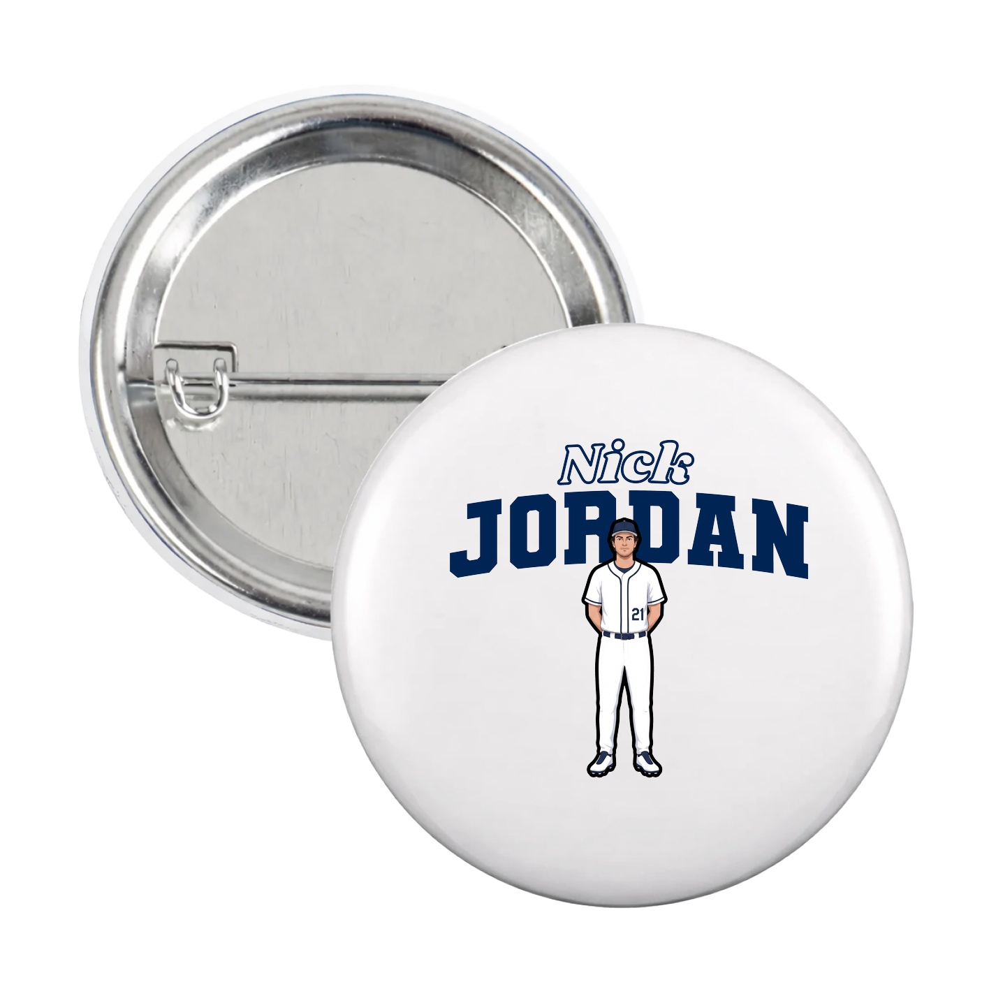 Game Day Button — Name Arch in White