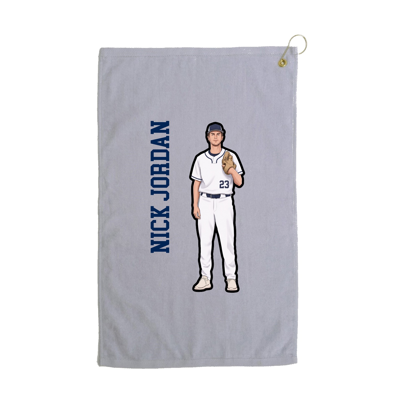 Golf Towel — Name Vertical in Grey