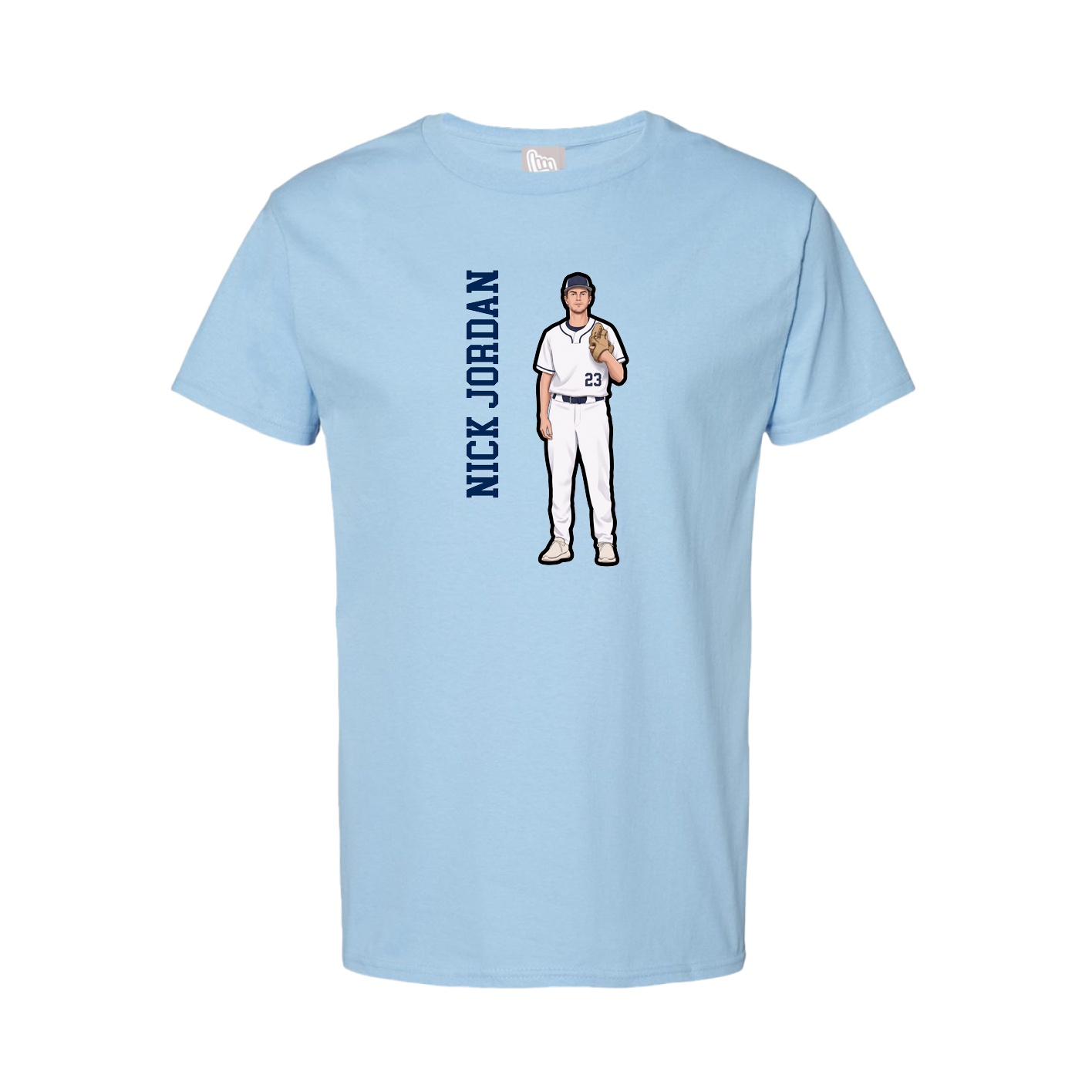 Youth Tee — Name Vertical in Light Blue