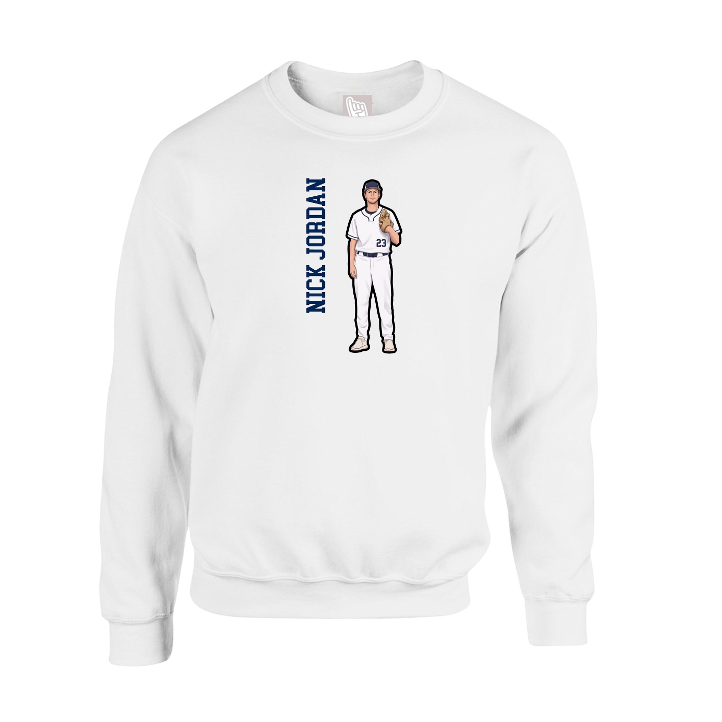 Fleece Crew — Name Vertical in White