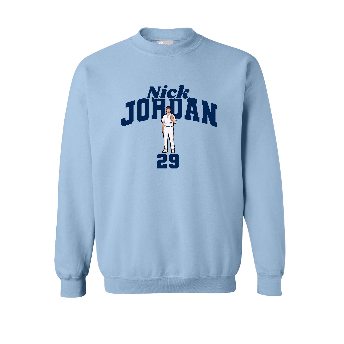 Fleece Crew — Signature Arch in Light Blue