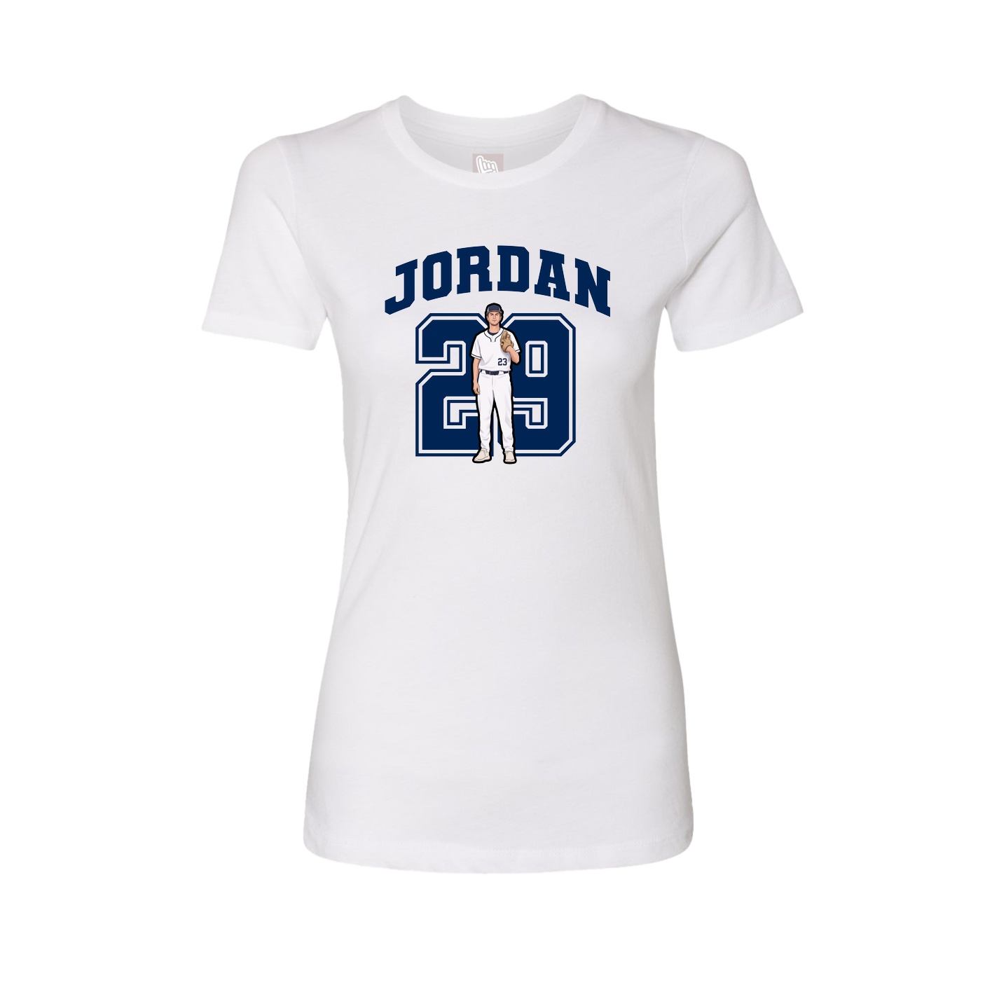 Fitted Women's Tee — Number in White