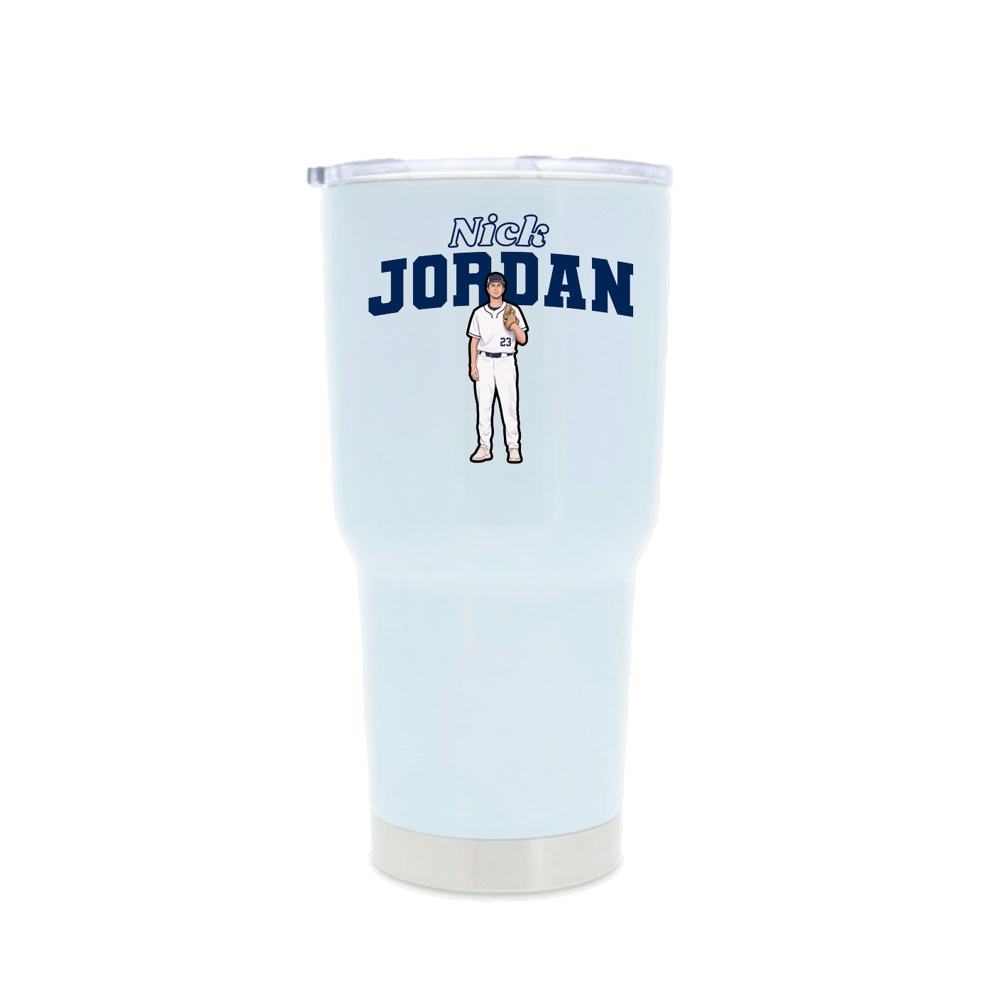 30oz Stainless Steel Tumbler — Name Arch in White