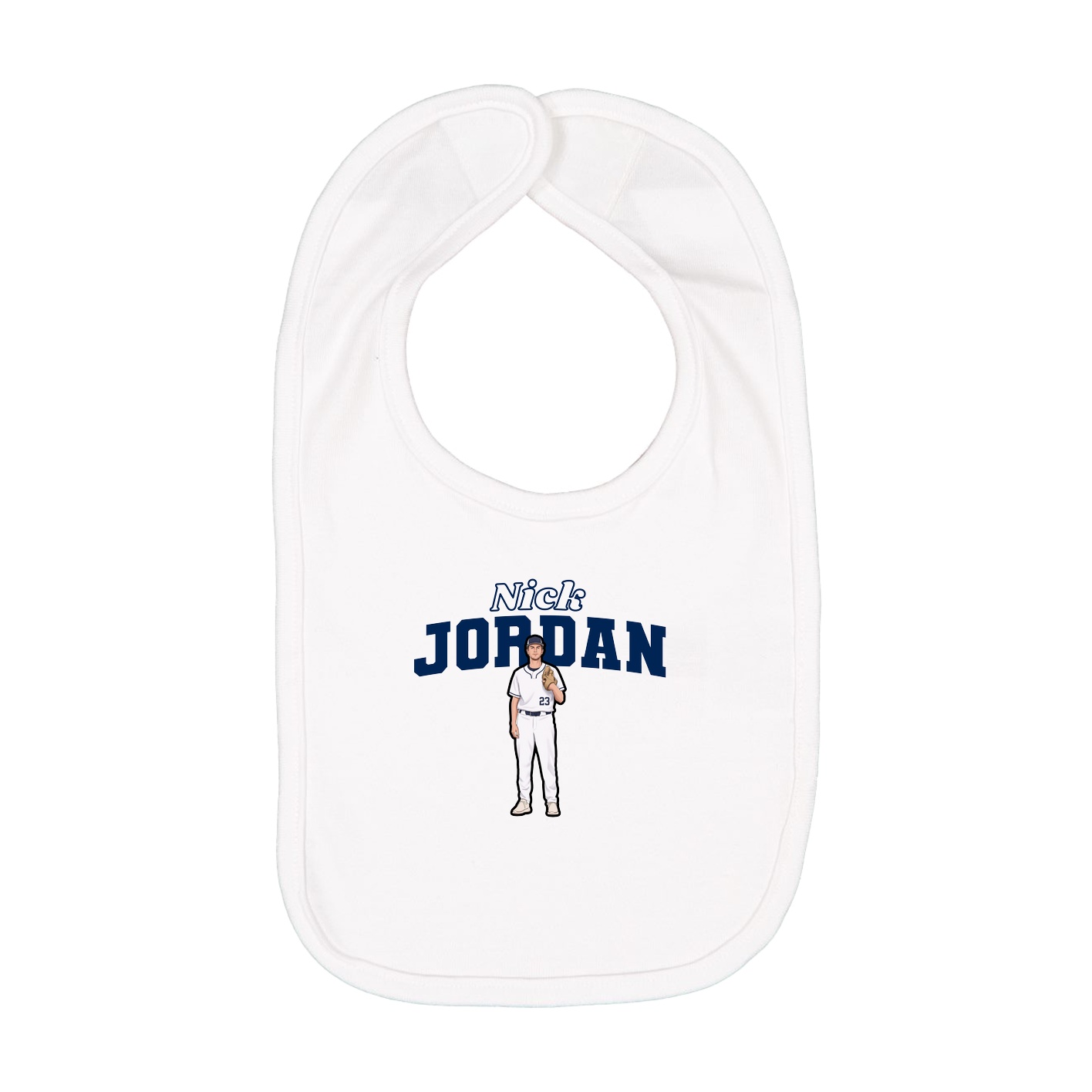 Infant Bib — Name Arch in White