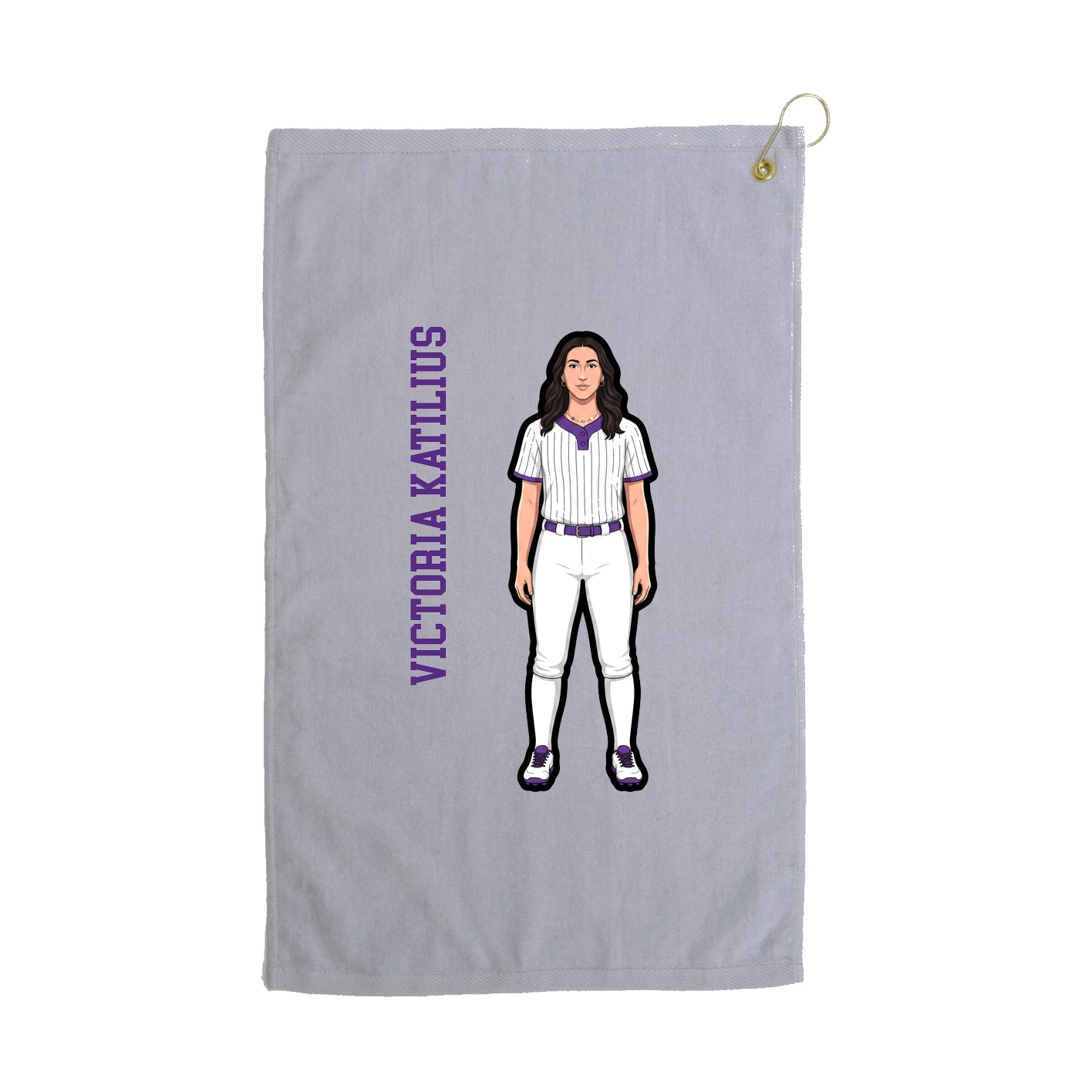 Golf Towel — Name Vertical in Grey