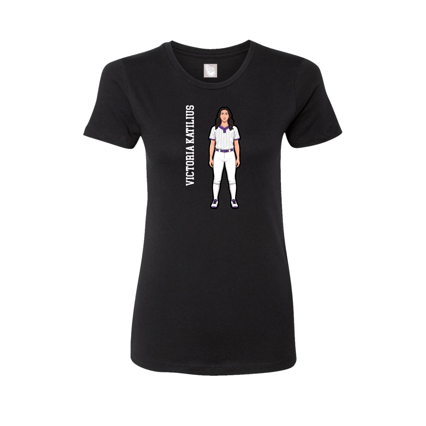Fitted Women's Tee — Name Vertical in Black