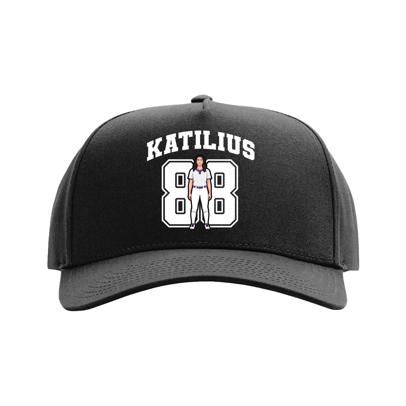 Full Fabric Five-Panel Champ Cap — Number in Black
