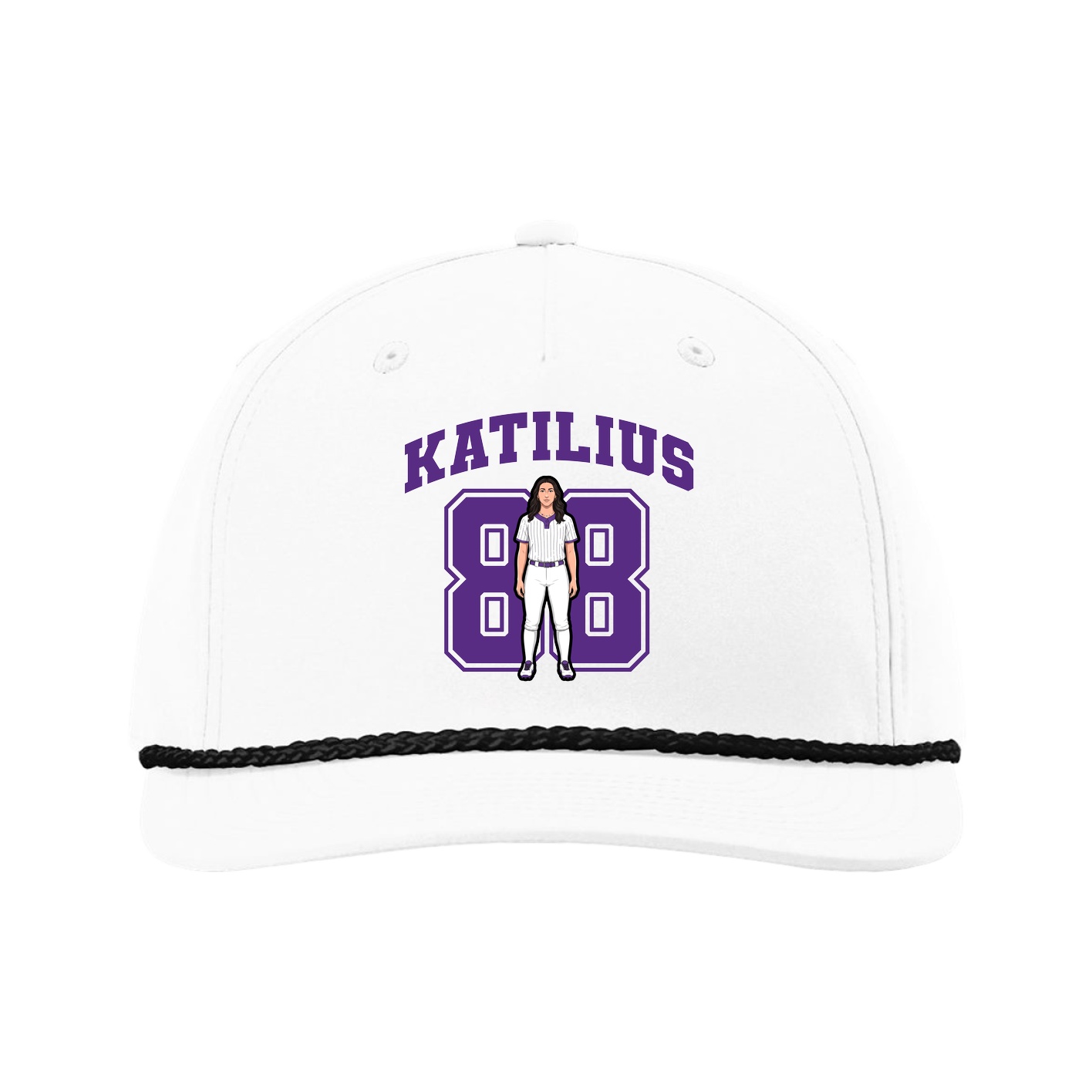 Five-Panel Classic Rope Cap — Number in White