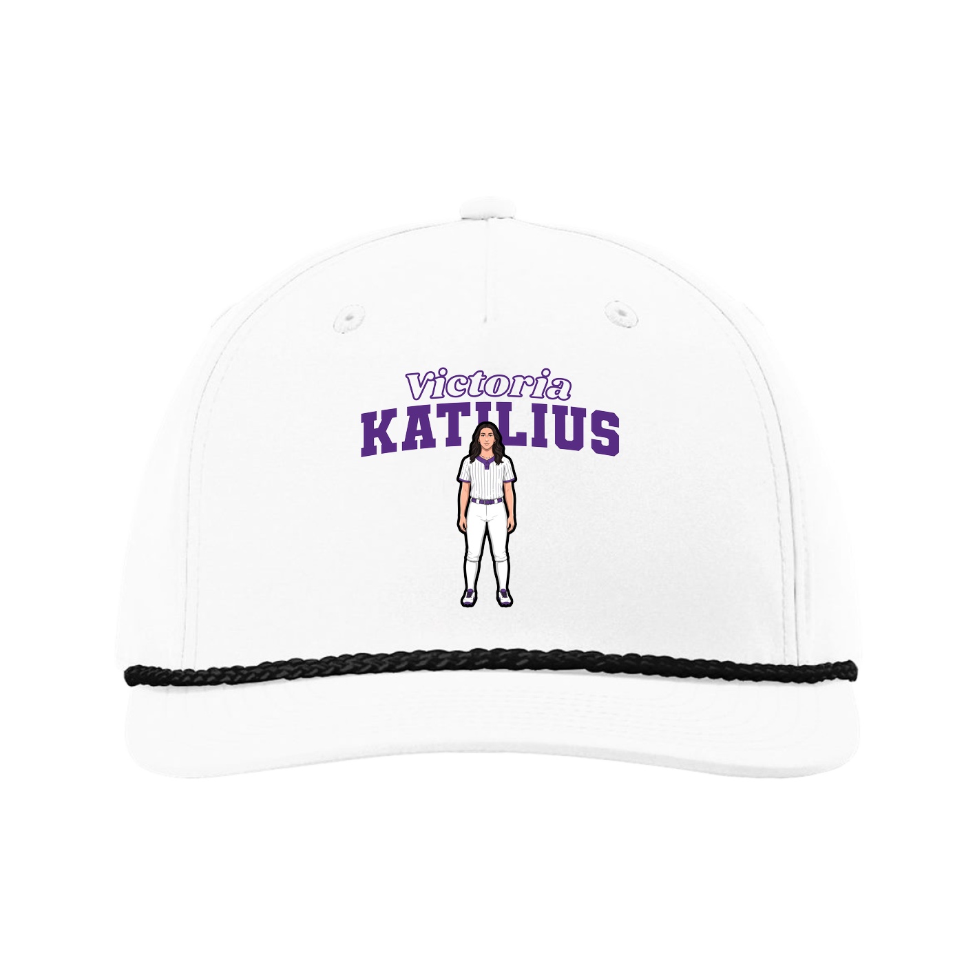 Five-Panel Classic Rope Cap — Name Arch in White