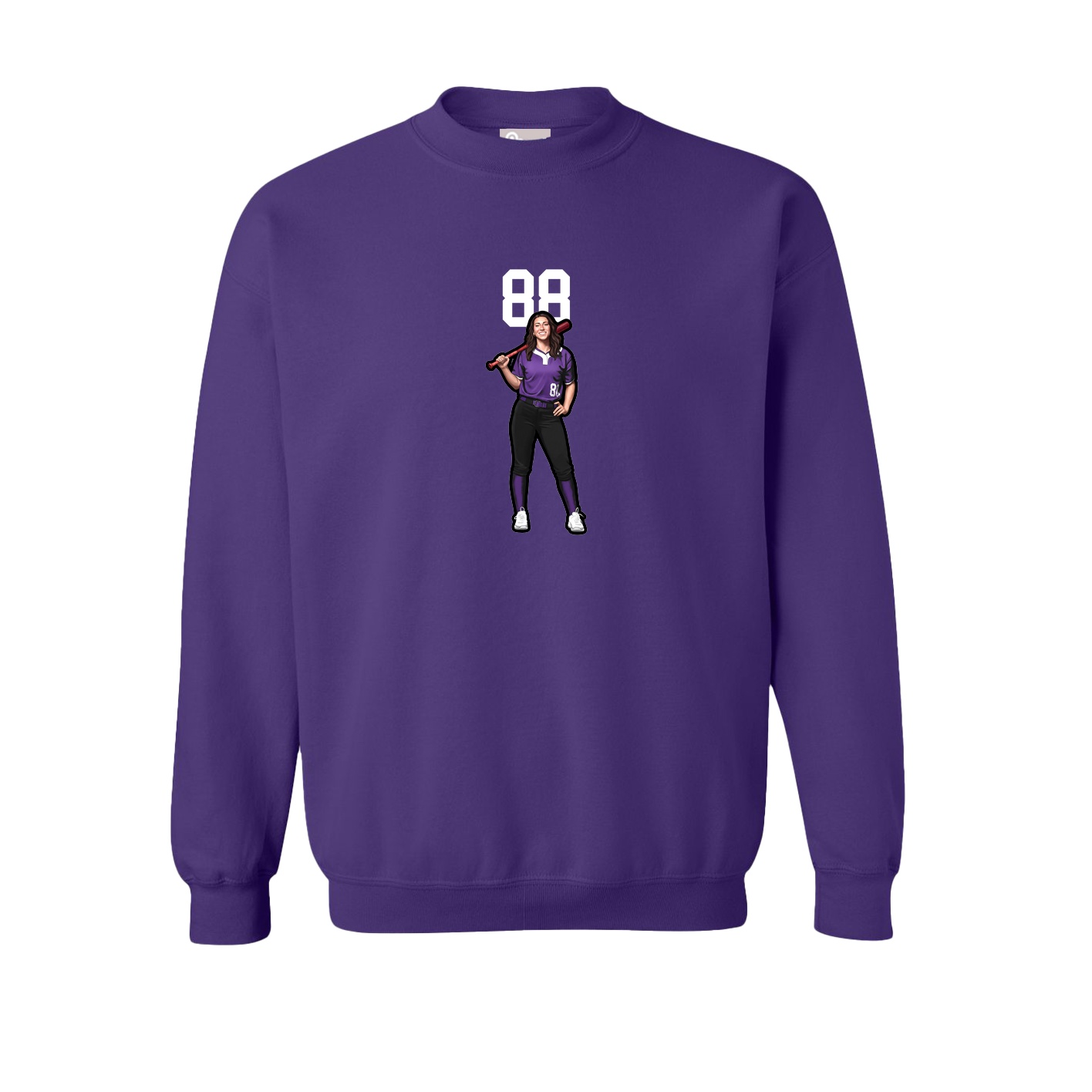 Fleece Crew — Number Top in Purple