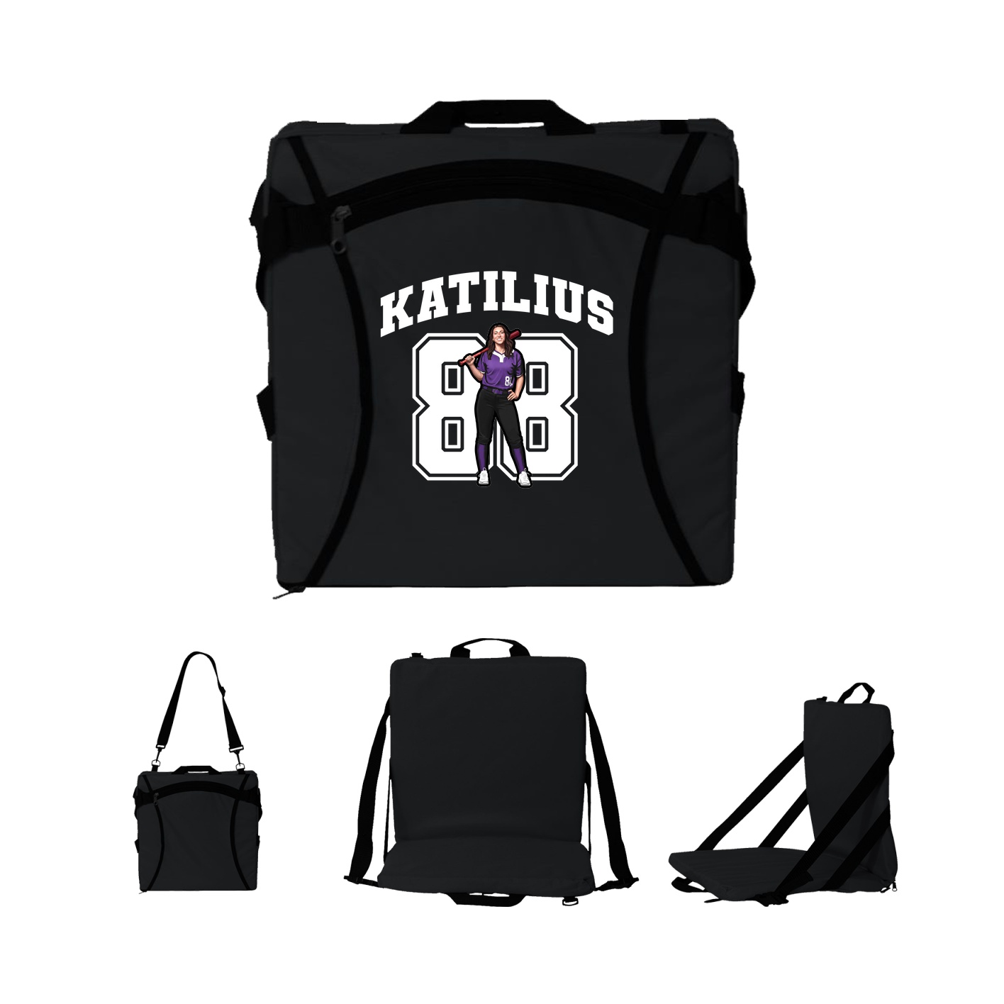Folding Stadium Seat — Number in Black